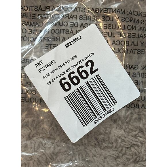 Anthropologie NEW Ivory Mixed Lace Crochet Cropped Sweater Medium - Picture 8 of 12